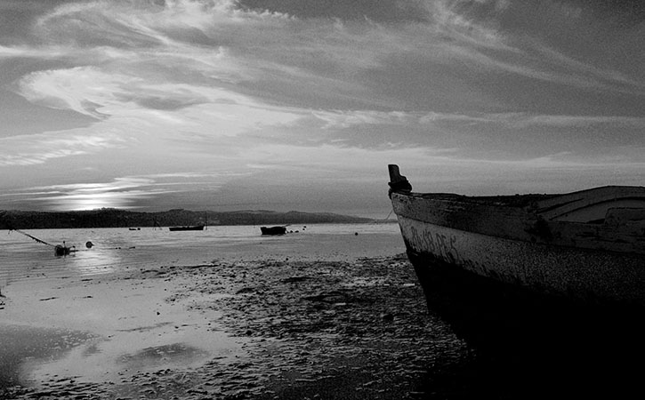 Barcos ao anoitecer na Lagoa de Óbidos, Caldas da Rainha, Gocaldas
